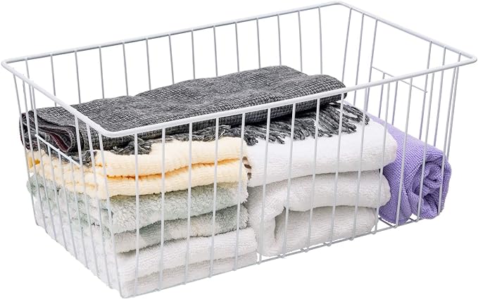 Large Wire Storage Baskets Freezer Baskets Organizer, Refrigerator Metal Wire Storage Divider, Wire Storage Basket with Handles for Kitchen, Pantry, Cabinet, Closets - Set of 3 (3, 16in x 10in x 7in) - Image 6