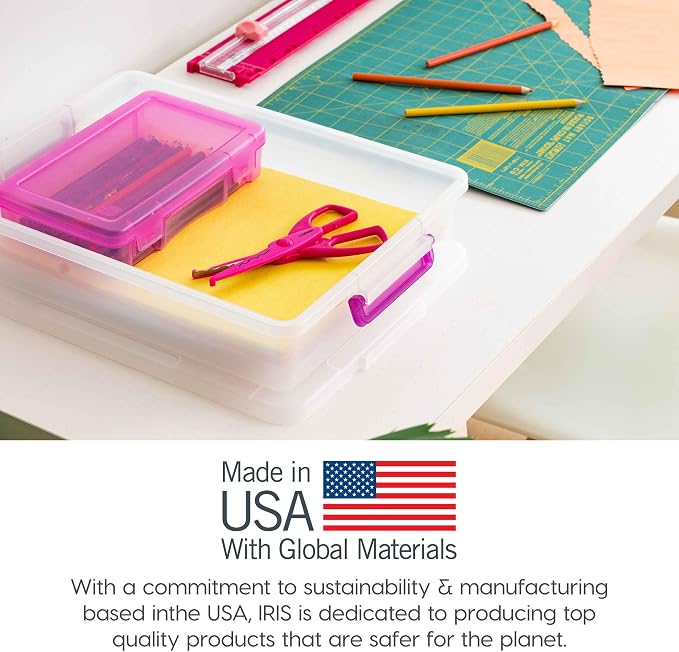 IRIS USA Storage Bins with Lids |Made in USA| 6 Qt - (6-Pack) - Clear | Plastic Containers for Crafts, Art, Office & Study Supplies / Secure Latch Buckles - Image 7