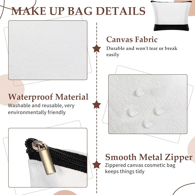 Sanwuta 20 Pcs Bulk Canvas Tote Bags Blank Reusable,Urban Minimalist Duo | 10 Large Totes Plus 10 Cosmetic Pouches, Blank for Custom Printing, Sturdy Handles, Perfect for Grocery or Gift Sets - Image 5