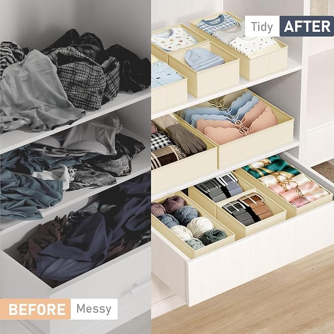 DIMJ Drawer Organizer Clothes 28 Pack - Foldable Baby Organizers and Storage Dresser Organizer for Bedroom, Closet Nursery Organization Dresser Dividers for underwear, Sock, Bra, Belt, Tie - Image 5