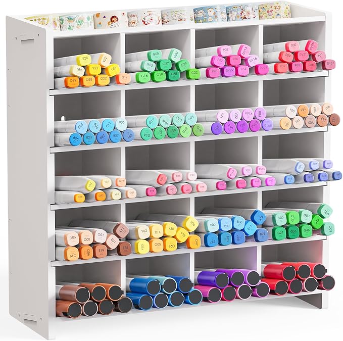 Marker Organizer, 20 Compartments Vertical Pen Storage | Holds up to 280 Markers, Pencil Holder for Home, Office, Classroom, Desk, Desktop Stationery Pencil Storage by SANFURNEY