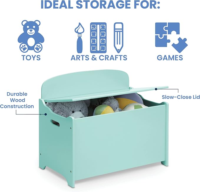 Delta Children MySize Deluxe Toy Box, Mint - Image 4