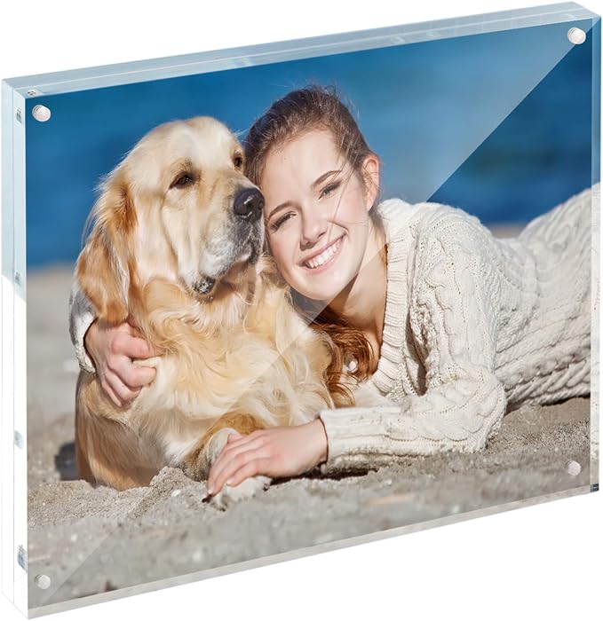 3.5x5 Acrylic Frame 1 Pack,20MM Thicker Frameless Clear Picture Frame | Freestanding Double Sided Magnetic Picture Frame,Acrylic Picture Frames for Desktop Display with Microfiber Cloth,Gift Ideal by TwingRepublic