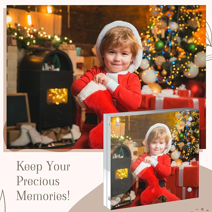 Handepo 30 Pack 4 x 4 Acrylic Picture Frames Bulk Clear Acrylic Magnetic Photo Frames 20mm Thick Double Sided Frameless Freestanding Display for Photos Cards Bedroom Living Room Home Office - Image 6