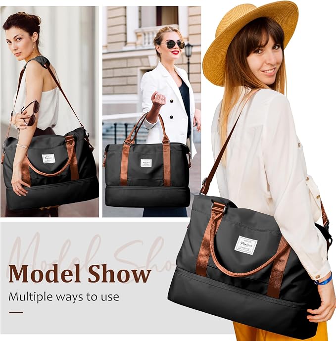 Weekender Bags for Women, Personal Item Travel Bag with Shoes Compartment | Overnight Travel Duffel Bag with Toiletry Bag, Airplane Friendly Carry-On Bag - Image 2