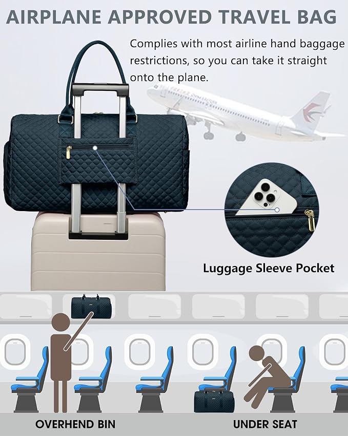 Women Weekender Travel Duffle Bag: Travel Duffel Overnight Bags with Shoe Compartment Large Carry on Tote with Toiletry Bag Weekend Traveling Yoga Gym Hospital Bag for Women with Wet Pocket - Image 5