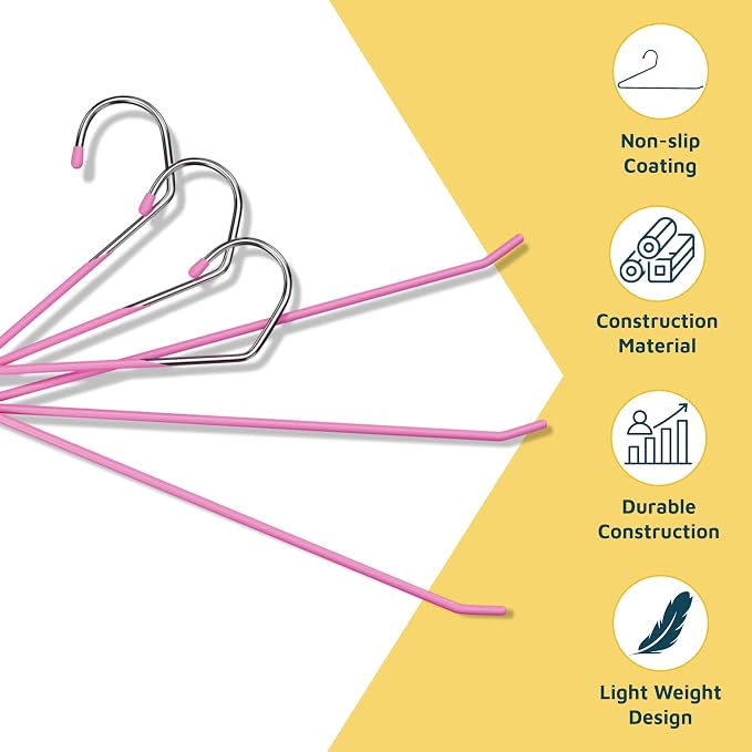 Lifemaster Metal Pants Hanger Set - 30 Pieces Elegant Non-Slip Closet Space Saving Hanger Set for Pants, Trouser, Blankets, and Jeans with Open Ended Sleek Design - Pink - Image 5
