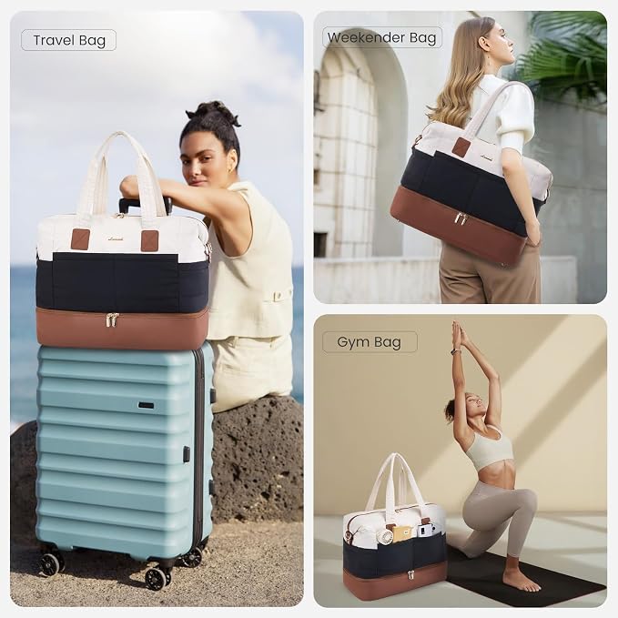 LOVEVOOK Travel Duffle Bag - Puffer Weekender Bags For Women with Shoe Compartment,40L Carry On Overnight Duffel Bags For Airplanes,Hospital Bag for Labor and Delivery,2Pcs - Image 6
