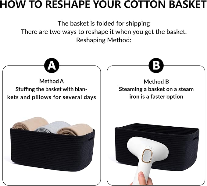 MiniArk Large Storage Baskets for Shelves, 17 x 13 x 7.5” Closet Organizers Bins for Clothes Blanket Towels, Baby Nursery, Toy Baskets Box, Woven Rope Baskets, 3 Packs Black - Image 7