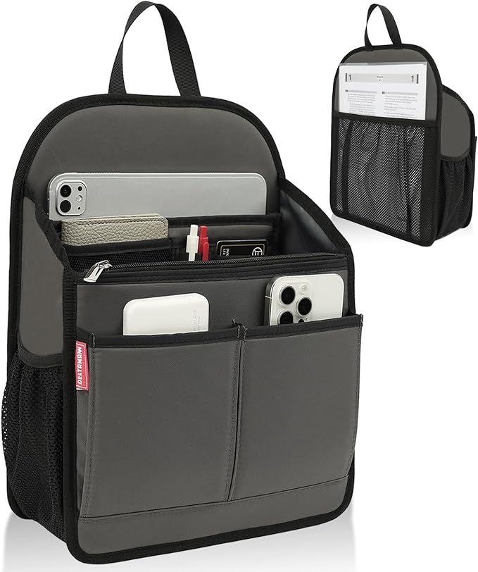 Large Premium Wider Rugged Backpack Organizer Insert for Men Women Work Travel -19 Pockets, Padded Nylon-Gray by DELTAMANN