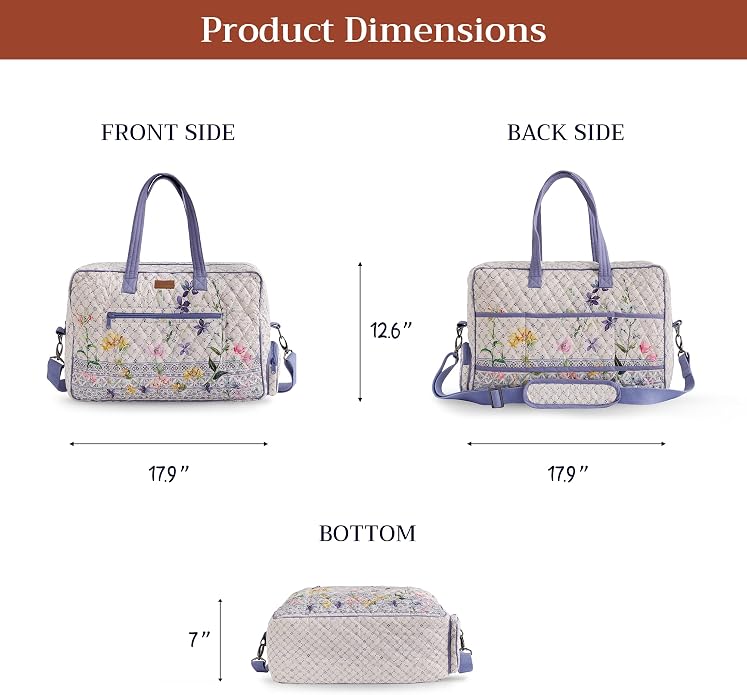 Maison d' Hermine Weekender Bags for Women Cotton Quilted Duffel Overnight Luggage Weekend Bag for Men Gym Gifts Travel | Overnight Luggage Weekend Bag for Men Gym Sports Gifts Duffle bag Business Travellers Trip Spring Summer - Image 5