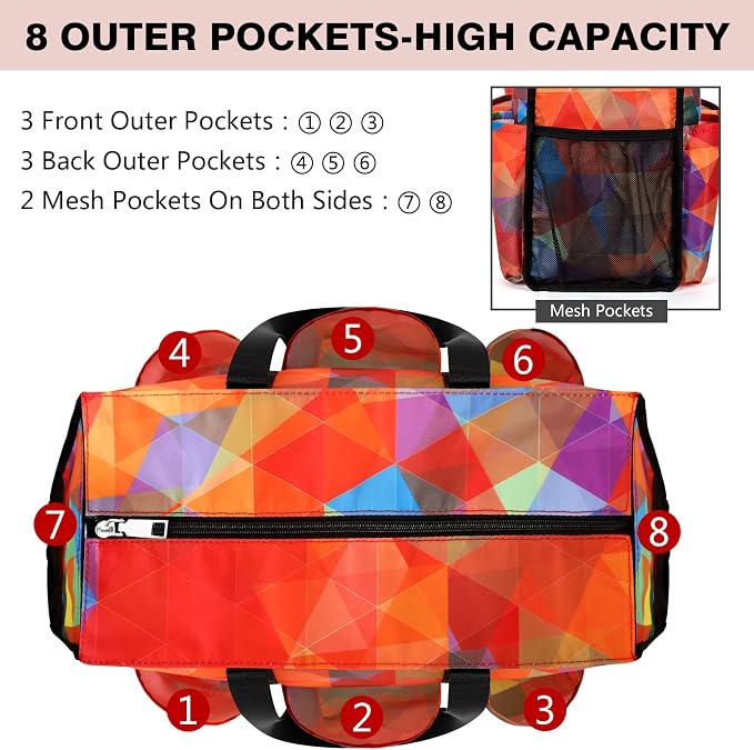 IBFUN Utility Tote Bag with 24 Pockets, Large Teacher Travel Tote for Women | Large Work Tote Bag 2pcs with Zipper for Travel Daily School Teacher Nurse, Large Lightweight Laptop Shoulder Bag Handbag - Image 4