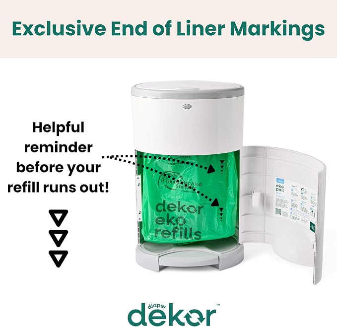 Diaper Dekor CLASSIC Diaper Pail Refills 2 Count Unscented Exclusive End-of-Liner Marking Quick & Easy to Replace Most Economical Refill System for Original and Eko Style Pails - Image 6