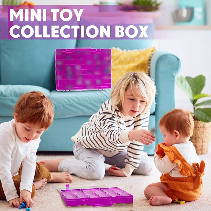 2 Pcs 48 Grids Plastic Bead Organizer Box with Divider, Purple - Image 4