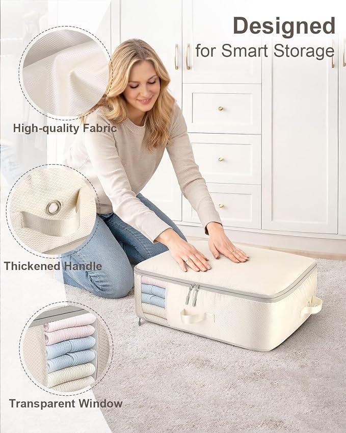 Comforter Storage Bag 2-Pack Self Compression Organizer,22 Gallons | 2-Layer Closet Organizers and Storage, Under Bed Space Saver, Blanket for Bedding, Pillow, Sheet, Clothes, Nursery Use - Image 6