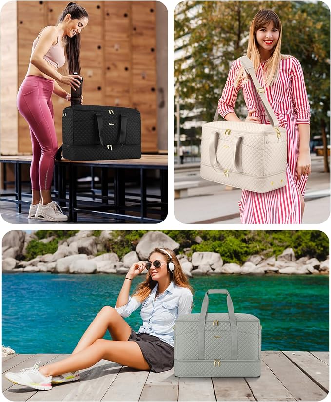 Duffle Bag for Travel, 40L Weekender Bag with Shoe Compartment, Carry On Overnight Bag for Women with Toiletry Bag Duffel Bags with Wet Pocket for Gym Hospital Bags for Labor and Delivery Dark Green - Image 7
