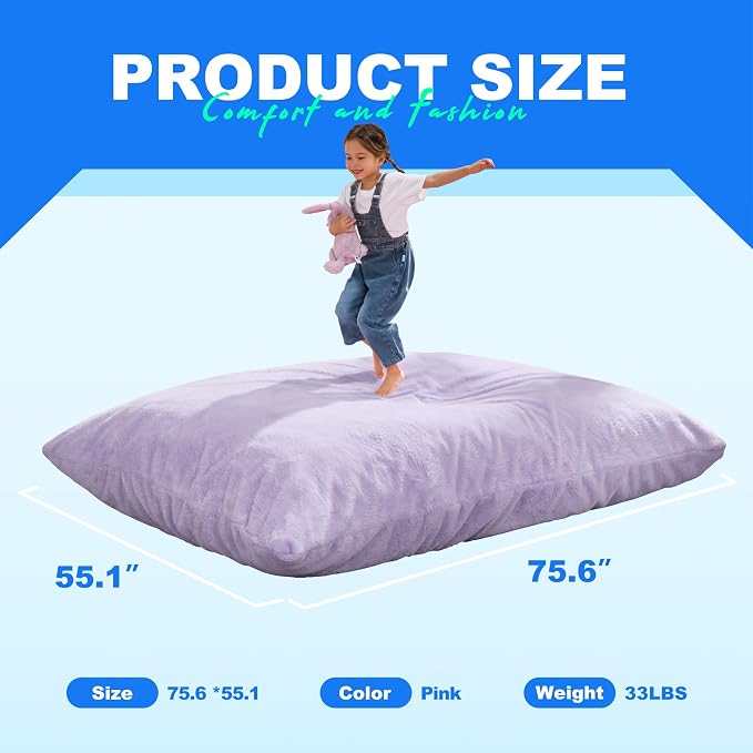 Hobestluk Adult Bean Bag Chair 3 in 1 Convertible Large Bean Bag Sofa | Plush Purple,Machine Washable,Removable Cover,Easy Convert And Install, Floor Bed,For Livingroom Bedroom - Image 3