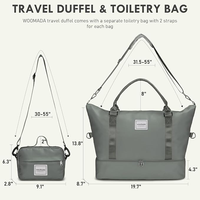 WOOMADA Weekender Overnight Bag for Women, Shoulder Travel Duffel with Shoes Compartment,Gym Bag with Toiletry Bag - Image 2