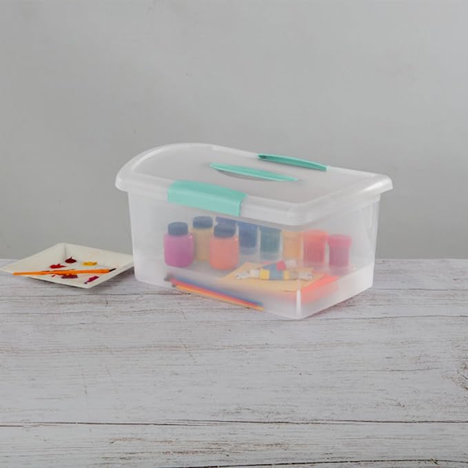 Sterilite Medium Nesting ShowOffs, Stackable Small Storage Bin with Latching Lid and Handle, Plastic Container to Organize Home, Clear, 24-Pack - Image 6