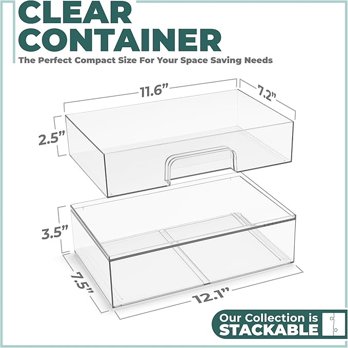 Sorbus Stackable Storage Drawers, Clear Acrylic Pull-Out Organizer (6 Pack) | Wide plastic bins hold baby bottles, cosmetics and bathroom supplies on countertops or inside cabinets and pantries. - Image 5