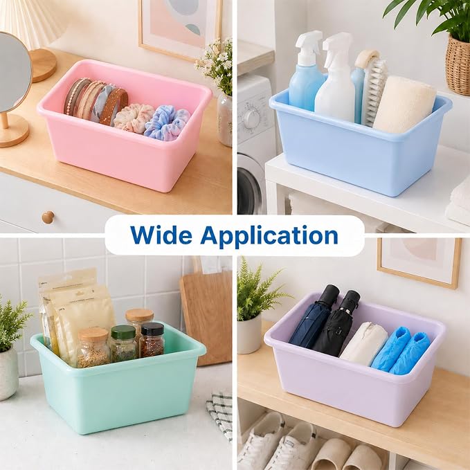 gisgfim 24 Pack Plastic Cubby Storage Bins Crew Toy Stackable Bin Classroom Plastic Cubby Bins Stackable Storage Containers Classroom Book Bin for Student Teacher School Office Home(Pastel) - Image 6
