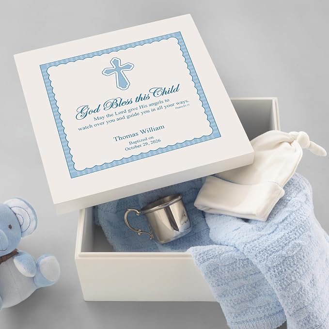Let's Make Memories Personalized Keepsake Box for Blessed Child - Memories Box - Baptism - Confirmation - Memento Storage - For Girls - 6" Hx12 Sq - God Bless - Pink - Image 3