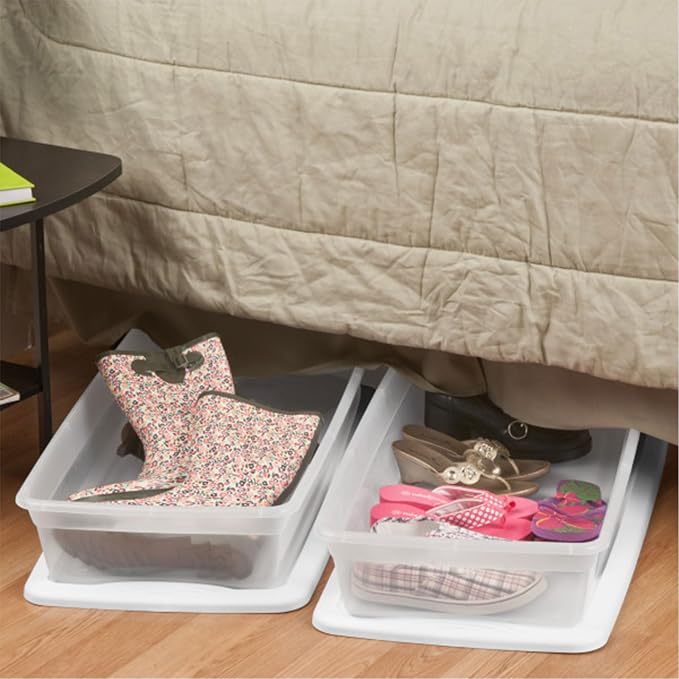 Sterilite 12-Pack 41 Quart Storage Box, Stackable Clear Plastic Bins with Snap-On Lids - Heavy-Duty Organizing Containers for Closet, Bathroom, and Office - Image 7