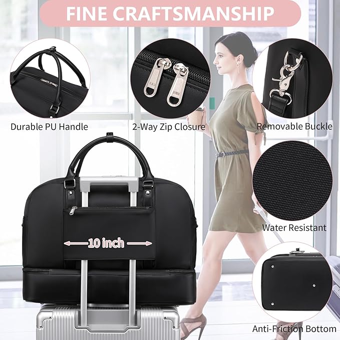 4PCS Weekender Bags for Women Large Overnight Weekend Travel Duffel Bags | Travel Bag Carry-on Tote Hospital Bag with Shoe Compartment Crossbody Toiletry Bag for Travel Business Gym Water Resistant - Image 4