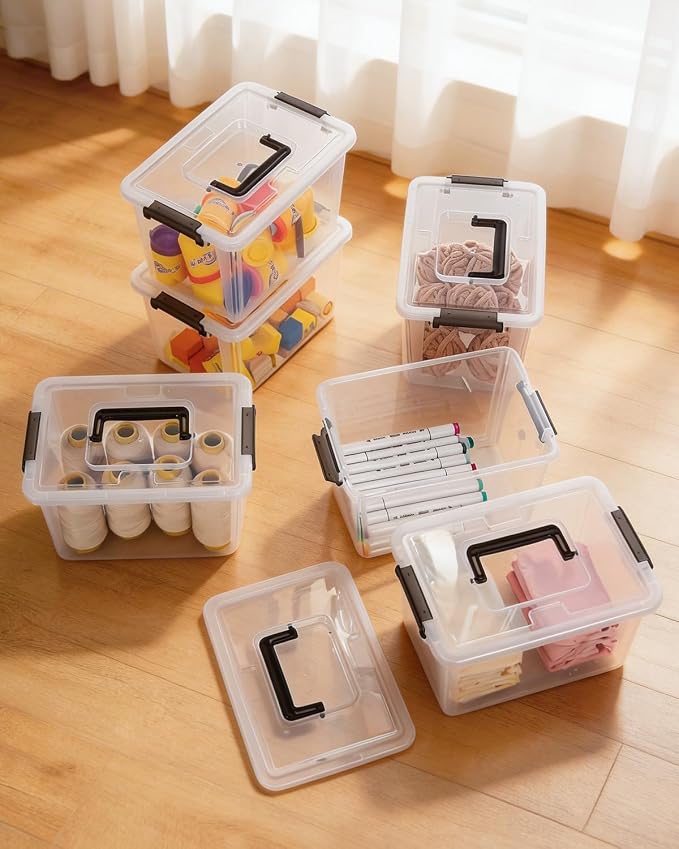 Citylife 16 Packs 6 QT Plastic Storage Bins with Latching Lids Clear Storage Box with handle Stackable Storage Containers for Organizing Snacks, Crafts, Toys, Tools - Image 8