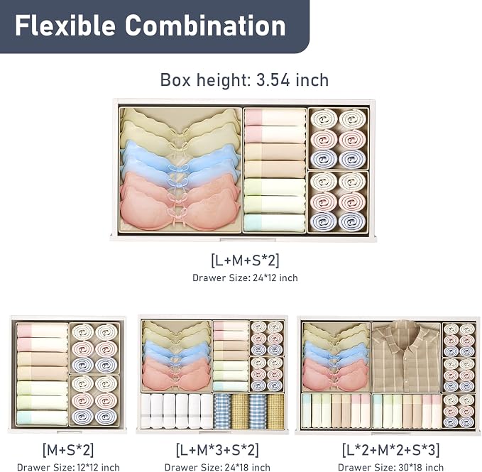 DIMJ Drawer Organizer Clothes - 30 Pack Baby Dresser Organizer for Nursery Closet Organization, Fabric Drawer Organizer Bins for Underwears Socks Bras, Foldable Storage Dividers for Bedroom - Image 4