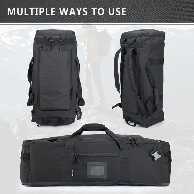 105l Large Duffel Bag For Travel, Gym & Sports - Water Repellent Polyester, Hidden Straps, Shoe Compartment - Perfect Luggage Duffle Bag Or Backpack For Men & Women - Image 4