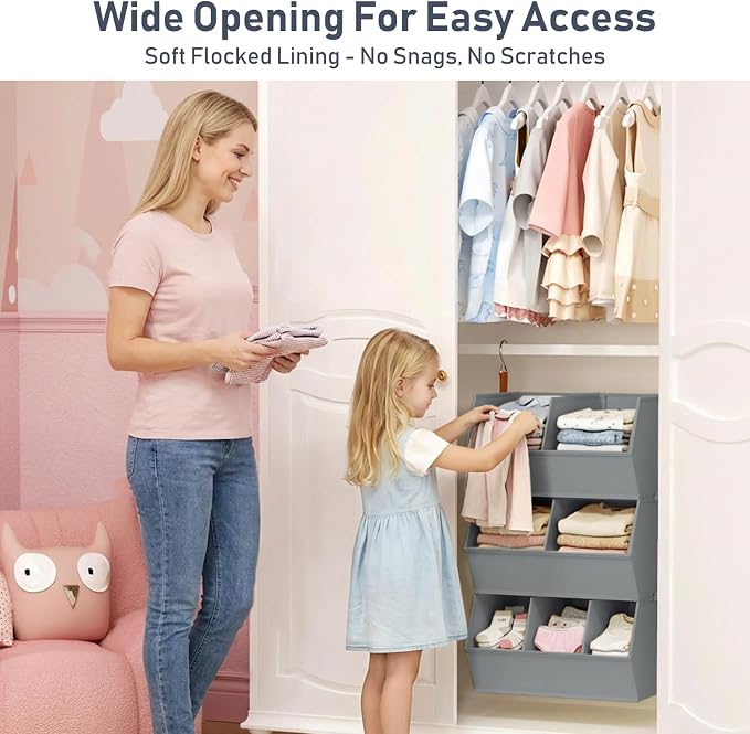 Hanging Closet Organizer Extra Large, Clothes Hanging Shelves for Closet with Divider, Collapsible Closet Storage System, Fabric Storage Bins for Home, Dorm, Rv, Sweaters, Handbags, Underwear, Sock - Image 6
