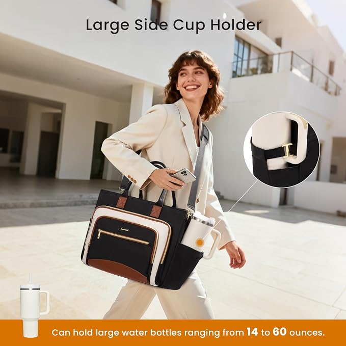 LOVEVOOK Work Tote Bags for Women,Laptop Teacher Bag With File Organizer | Large Cup Holder,Teacher Tote Bag,Nurse Bags,Multi-Pockets Professional Briefcase Business Purses Handbag - Image 3
