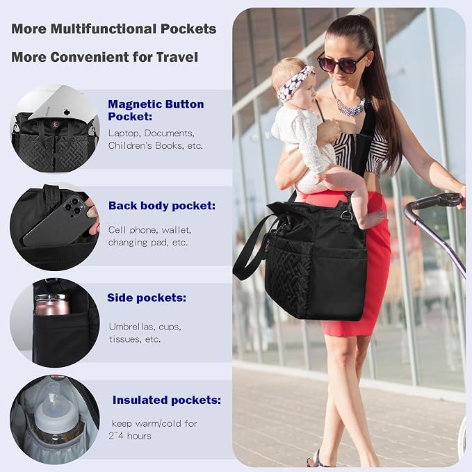 Diaper Bag Tote: Large Tote Baby Bag Boy Diaper Bag Stylish Girl Diaper Bag,Shoulder Mommy Bag - Image 4