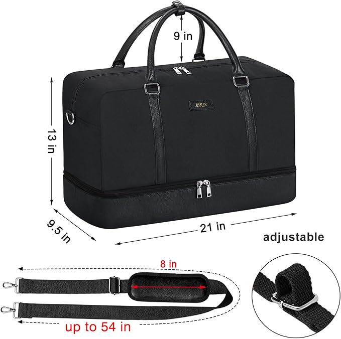 Weekender Bags for Women, 21" Travel Duffle Bag with Shoe Compartment | 3PCS Carry On Overnight Large Duffel Bag with Crossbody Bag and Toiletry Bag for Weekend Travel Gym Hospital Business Trip - Image 4