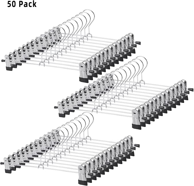 GoodtoU Pants Hangers, 50 Pack Skirt Hangers with Adjustable Clips for Men Women Kids Pants Shorts Trouser Jeans Clothes Closet Organization - Image 7