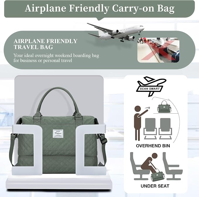 Weekender Bags for Women, Travel Duffel Bag with Shoes Compartment | Overnight Bag with Toiletry Bag, Carry on Personal Item Bag for Travel Business Trips Sport Hospital,Grid Travel Bag Set - Image 8