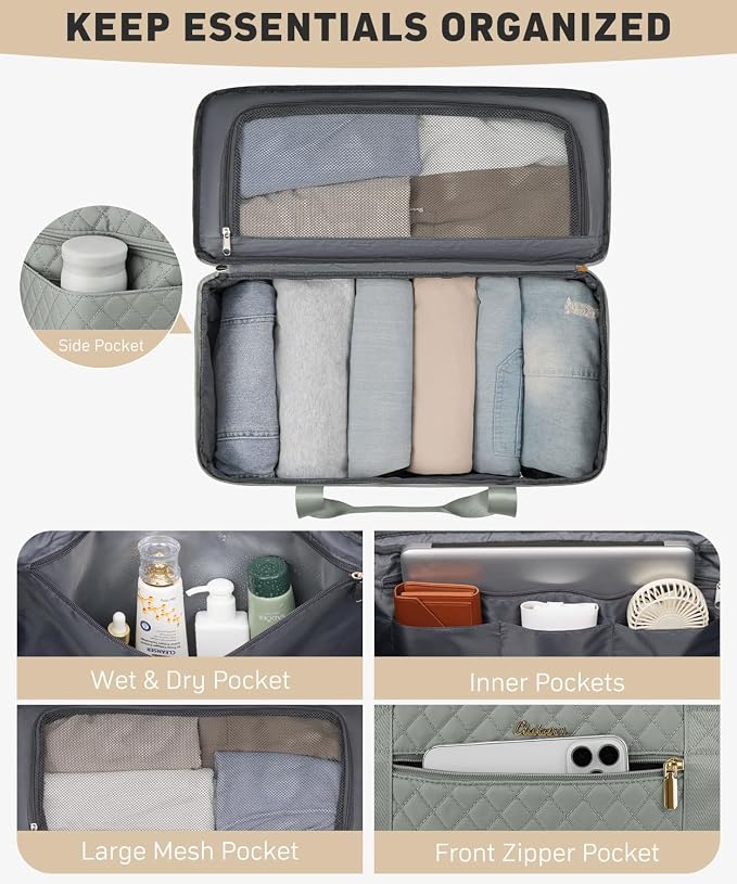 Weekender Bags for Women, Wide Open Large Travel Duffle Bag with Shoe Compartment, Overnight Hospital Bag For Women Labor Delivery, Carry on Bag Personal Item Travel Bag with Wet Pocket (Dark Green) - Image 2