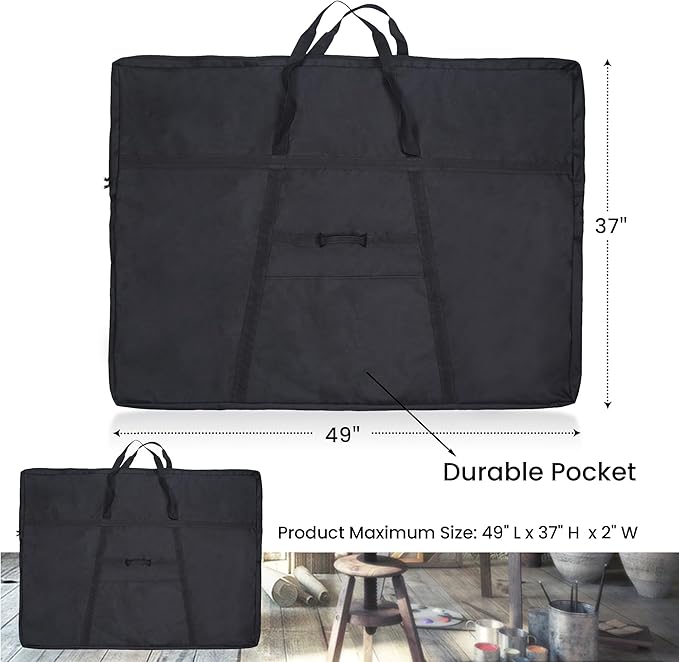 JJRING Dacron Art Portfolio Tote Bag 37'' x 49'' For 36'' x 48'' Black | Light Weight Carrying Storage Case Suitable Poster, Sketching, And Drawing - Image 2