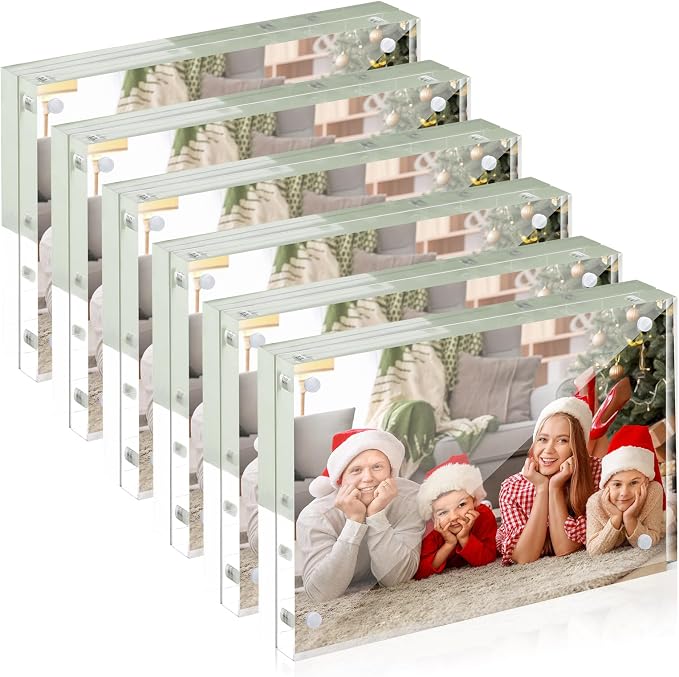 SYNTRIFIC 4x6 Acrylic Frames 6 Pack,10+10mm Thickness Acrylic Picture Frames,Freestanding Double Sided Magnetic Picture Frames Lucite Frameless Transparent Gift for Desktop Display | Clear Lucite Frames, Stand on Desk, Horizontal and Vertical, Frameles... by SYNTRIFIC