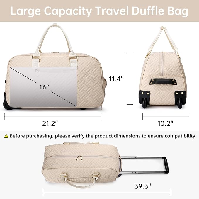 Duffle Bag for Travel, Weekender Bag with Shoe Compartment, Carry On Overnight Bag for Women with Toiletry Bag, Gym Bag with Wet Pocket, Hospital Bags for Labor and Delivery Beige - Image 2