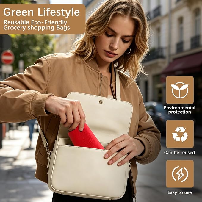 Reusable Grocery Bags 12.6 * 6.3 * 11.8 in - Non Woven Totes Bag with Reinforced Handles, Shopping Bags Bulk - Image 6