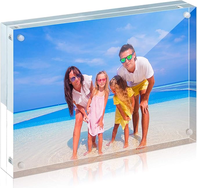 HELPLEX Acrylic Frame, 2 Pack 4x6 Acrylic Picture Frames, 20mm Thicker Frameless Clear Frame Double Sided Magnetic Frame, Free Standing Desktop Display - Image 7