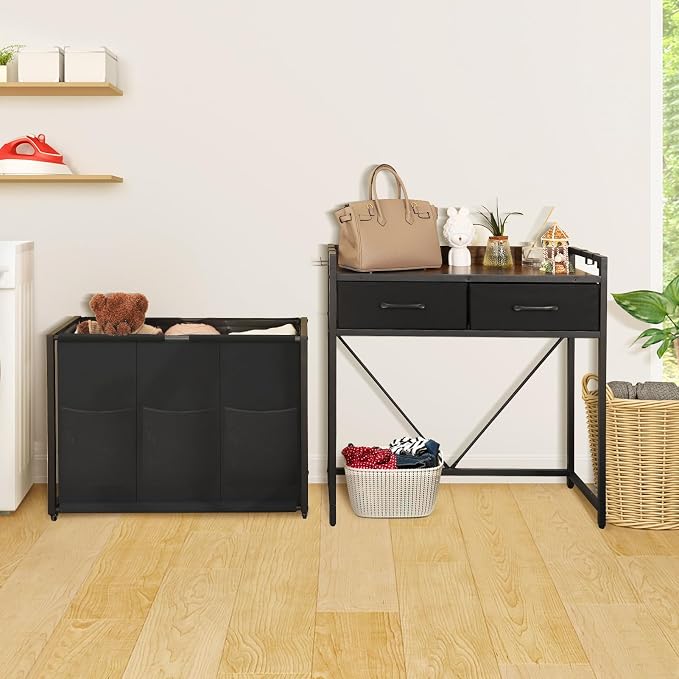 Rolling Laundry Sorter with wheels, Laundry Hamper 3 Section with shelf - 3 × 10.5 Gal (120L) Capacity, Laundry Basket with Drawers for Clothes-1 Storage Shelf, Laundry Organizer for Laundry Room - Image 4
