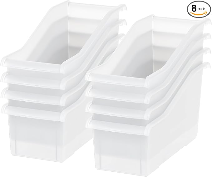 IRIS USA 8-Pack, Connecting Book Bin Organizer Magazine Holder, Clear | Organize books, folders, school supplies and classroom materials with connecting storage for teachers and students by IRISUSA