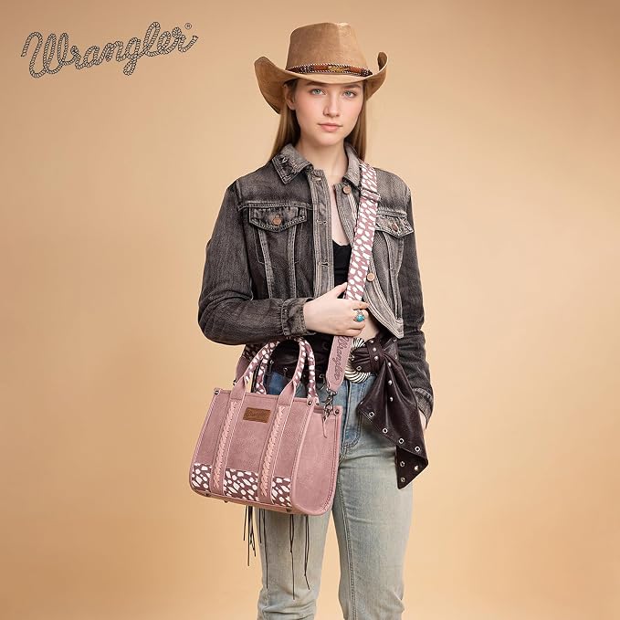 Montana West × Wrangler Tote Bag for Women Western Cow Print Purse Designer Top Handle Handbags - Image 2