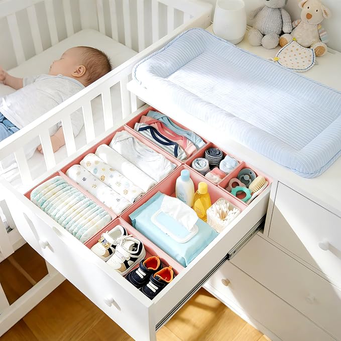 DIMJ Drawer Organizer Clothes - 28 Pack Baby Dresser Organizer for Nursery Closet Organization, Fabric Drawer Organizer Bins for Underwears Socks Bras, Foldable Storage Dividers for Bedroom - Image 2