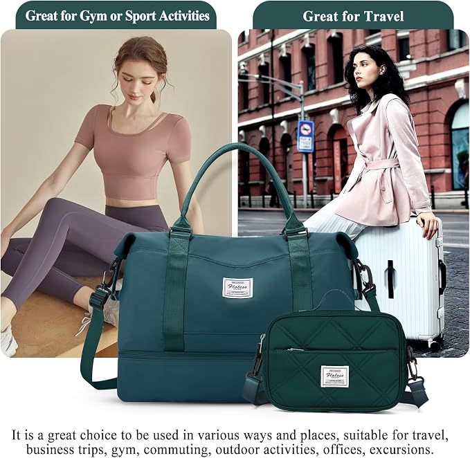 Weekender Bags for Women, Personal Item Travel Bag with Shoes Compartment | Overnight Travel Duffel Bag with Quilted Toiletry Bag, Airplane Friendly Carry-On Bag - Image 8
