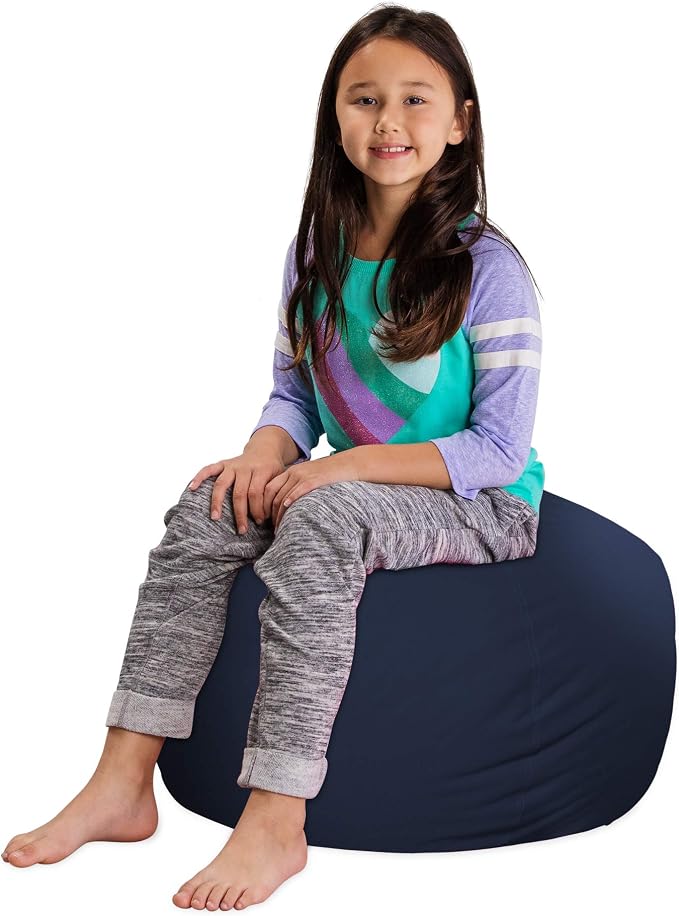 Posh Stuffable Kids Stuffed Animal Storage Bean Bag Chair Cover - Childrens Toy Organizer, Medium 27" - Solid Navy Blue by PoshCreations