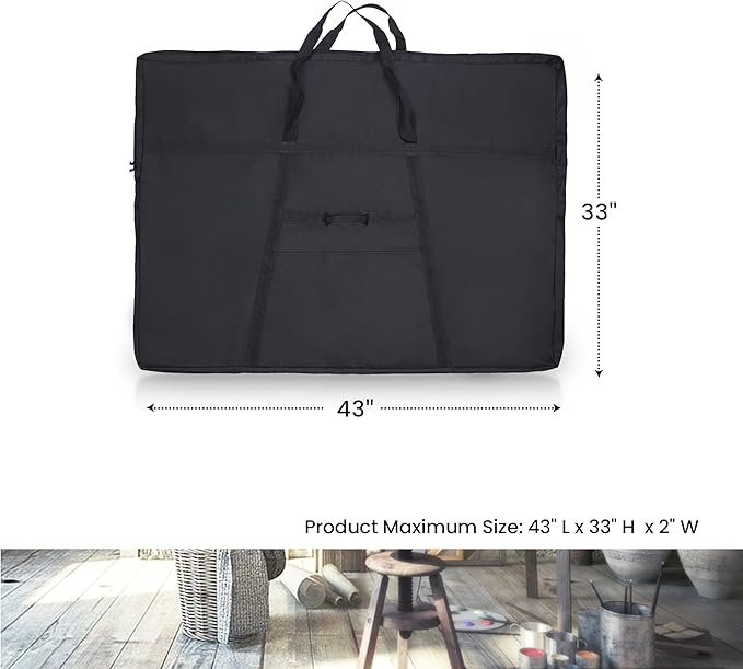 JJRING Dacron Art Portfolio Tote Bag 33'' x 43'' For 32'' x 42'' Black | Light Weight Carrying Storage Case Suitable Poster, Sketching, And Drawing - Image 2